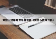 微信小程序开发平台设置（微信小程序开启）