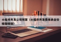 小程序开发公司预算（小程序开发费用表含价格版格版）